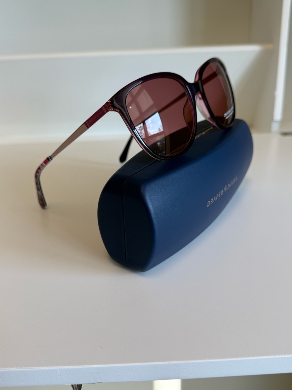 Draper James Women's Sunglasses: Merlot Frame, Floral Detail, NEW